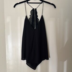 Black Lace Trim Cami Top